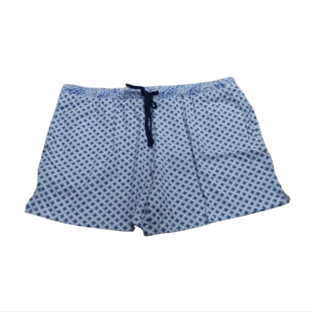 Blue and White Patterned Pj Shorts
